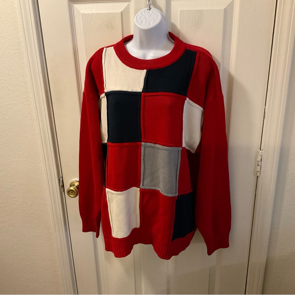 Vintage Bare Fox Urban Gear Grid Red White Blue Sweater